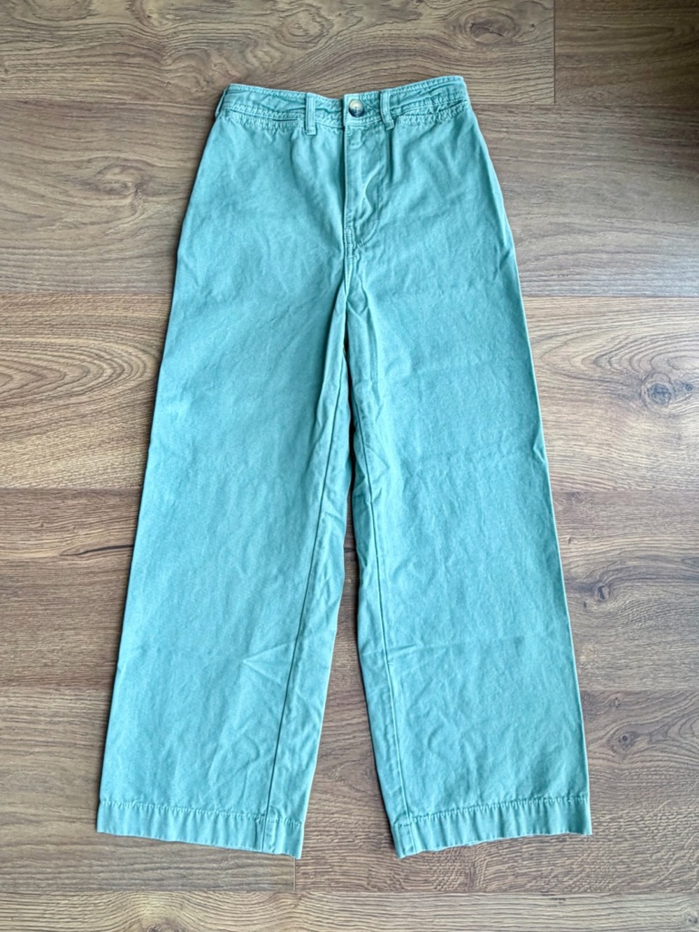 Free People We The Free Wide Leg Pants Green High Rise Cropped Size 25